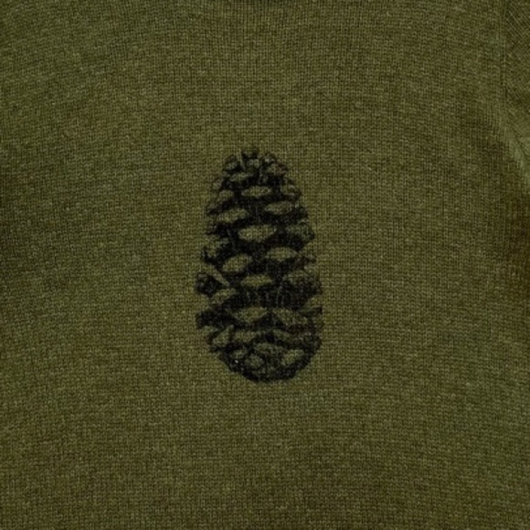 J.Crew RARE vintage pinecone motif heathered olive lambswool sweater *iamwarrior - Picture 4 of 10